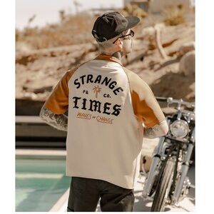 P&Co Strange Times Men layering bowler short sleeve button up collared Tshirt L